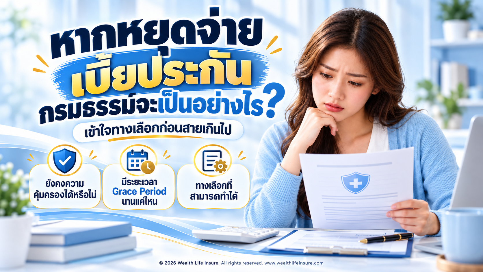 หยุดจ่ายเบี้ยประกัน กรมธรรม์จะเป็นอย่างไร และมีทางเลือกอะไรบ้าง