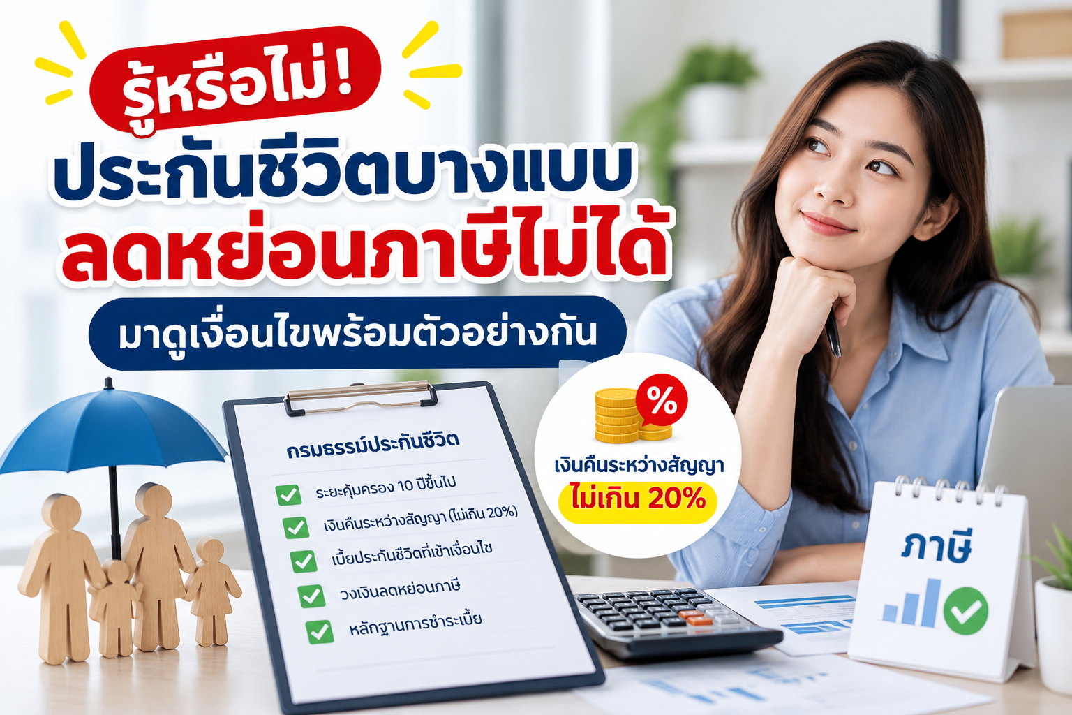 ประกันชีวิตลดหย่อนภาษีได้อย่างไร? เช็กเงื่อนไข เงินคืน และหลักฐานก่อนใช้สิทธิ