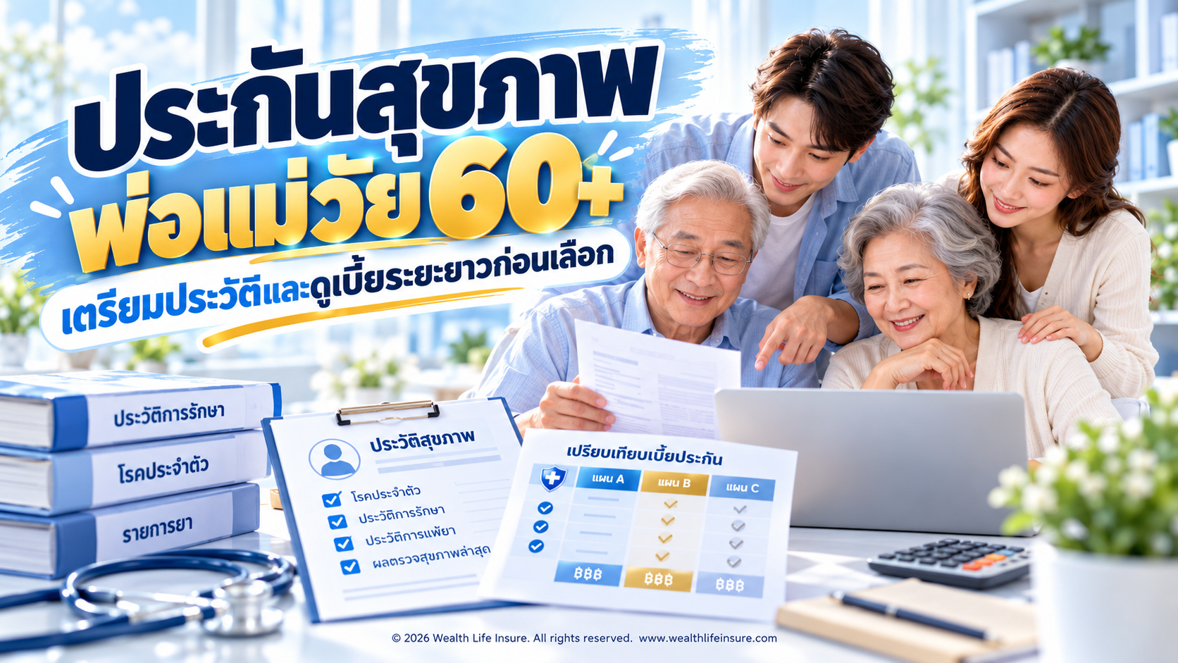 พ่อแม่อายุ 60+ ยังทำประกันสุขภาพได้ไหม? ต้องเช็กอะไรบ้างก่อนเลือก?